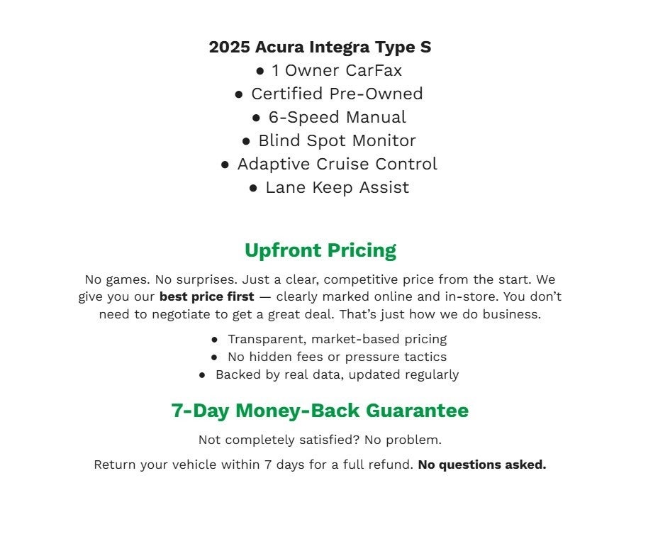 2025 Acura Integra Type S Manual