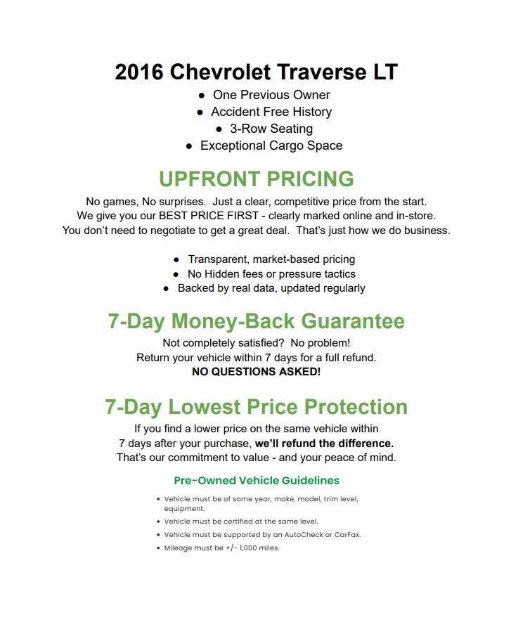 2016 Chevrolet Traverse FWD 4dr LT w/1LT