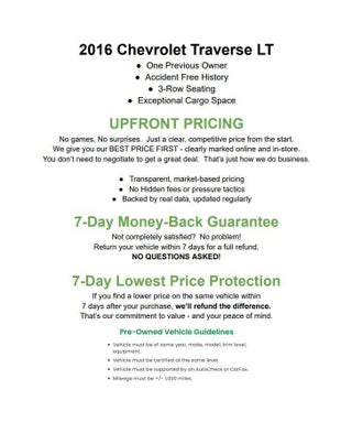 2016 Chevrolet Traverse FWD 4dr LT w/1LT
