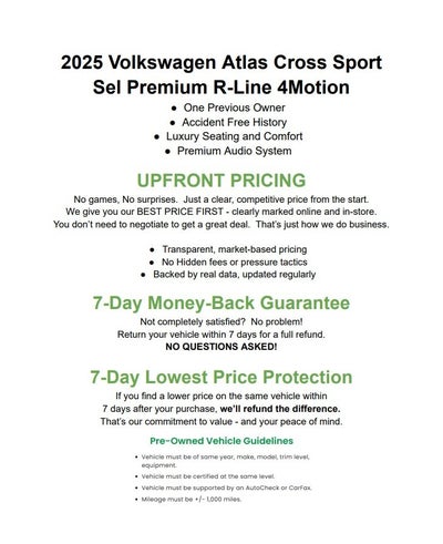 2025 Volkswagen Atlas Cross Sport 2.0T SEL Premium R-Line 4MOTION