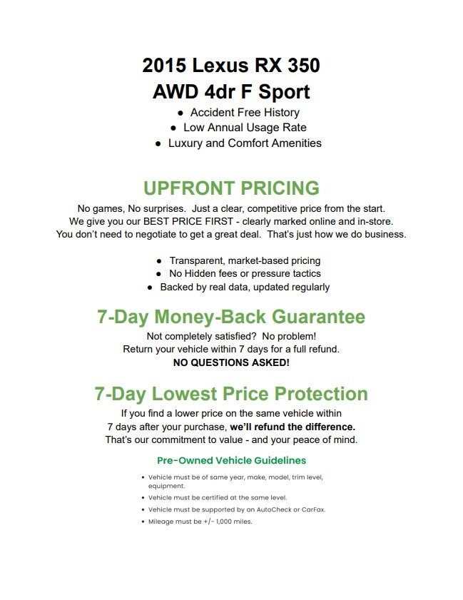 2015 Lexus RX 350 AWD 4dr F Sport