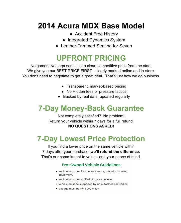 2014 Acura MDX FWD 4dr