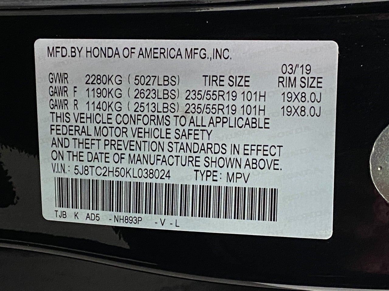 2019 Acura RDX AWD w/Technology Pkg