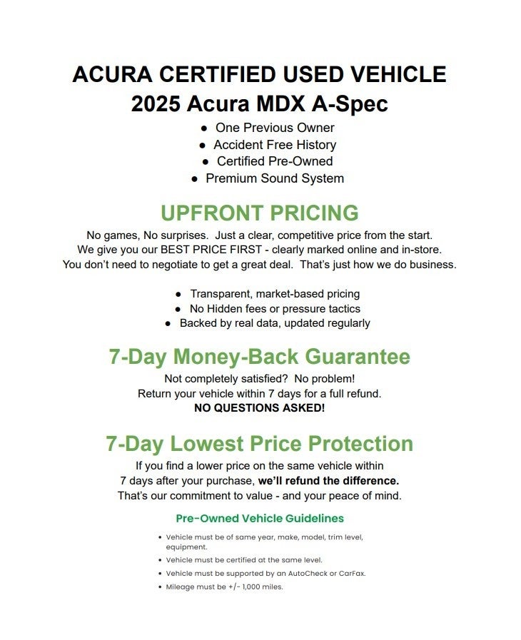 2025 Acura MDX SH-AWD w/A-Spec Package