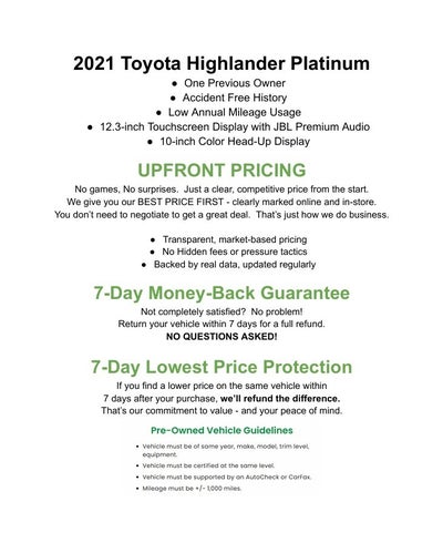 2021 Toyota Highlander Platinum AWD