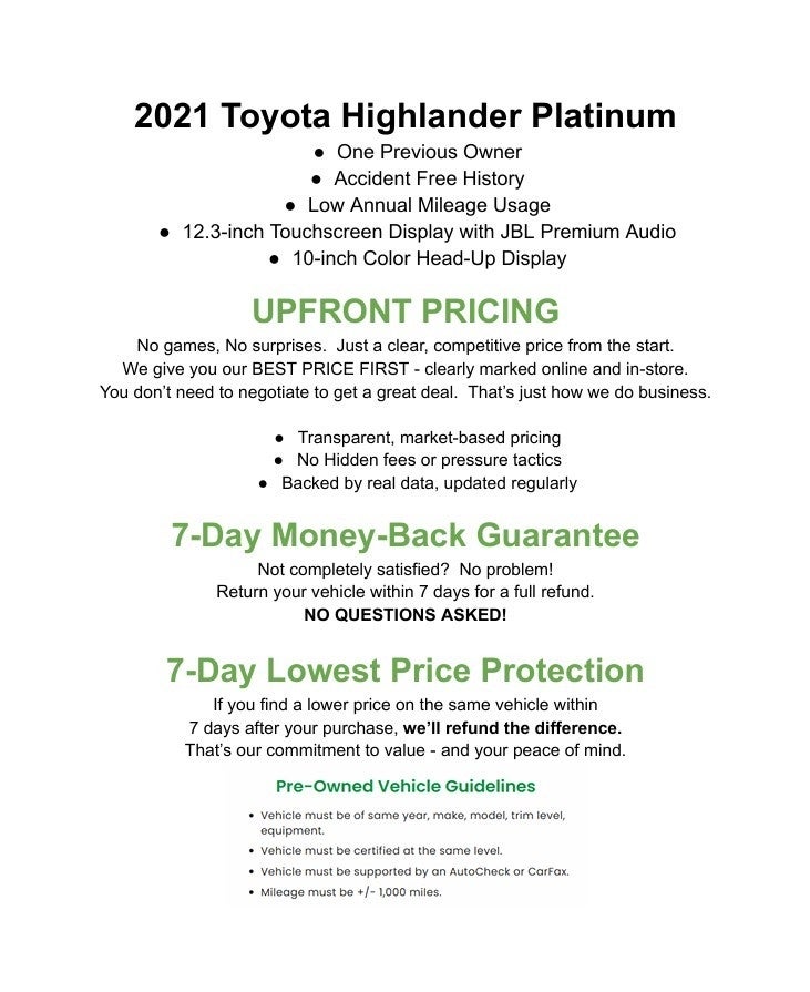 2021 Toyota Highlander Platinum AWD